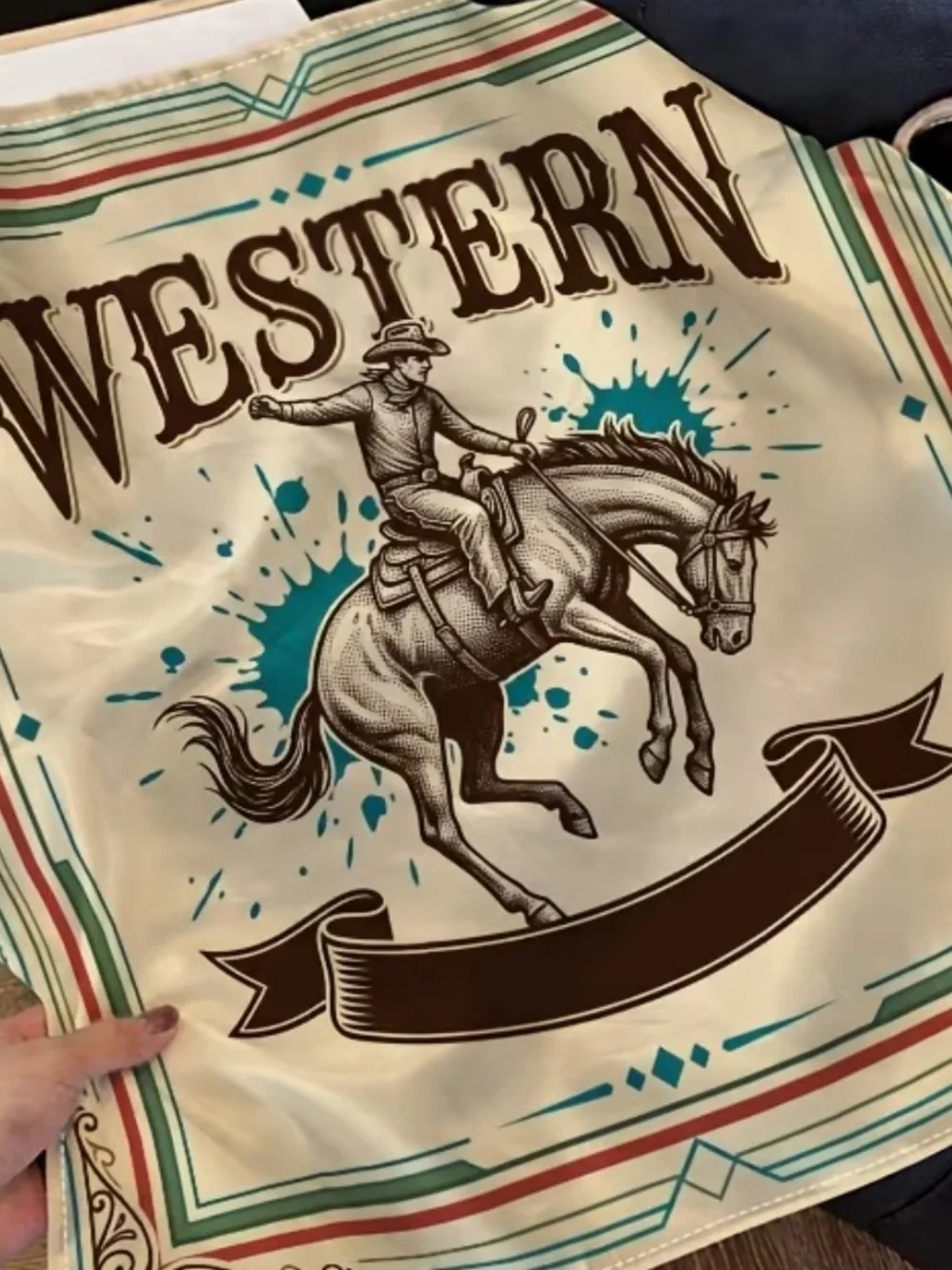 Western Print Cream Bandana Scarf for Men